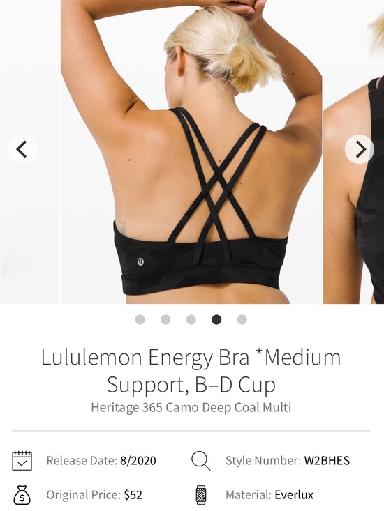 lululemon athletica Other - lululemon athletica Energy Bra — Deep Coal Camo Black